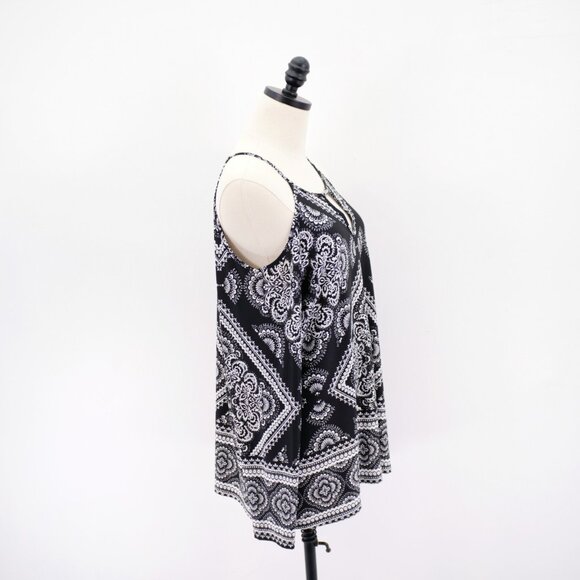 INC International Concepts 1X  Black White Open Shoulder Spaghetti Strap Top Lon - Picture 7 of 8